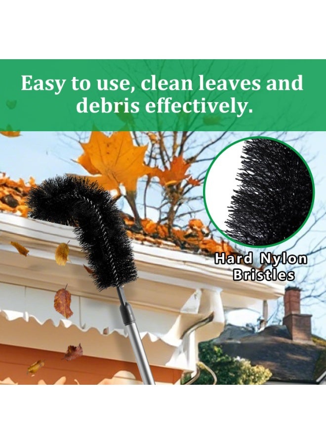 Bukela Long Reach Gutter Cleaning Tool, RV Rain Gutter Cleaning Brush with Adjustable Pole, Easy Remove Leaves Debris from Roof Gutters, Black - Image 2